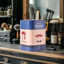 Blade Disposal Container for Barbershops, Detachable Design Beard Pattern Blue
