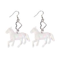 Cute Unicorns Earrings Acrylic Ponies Heart Pendant Ear Rings Fashion Jewelry Unique Accessories for Women and Girls balta