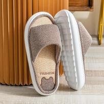 Women Men Ultra-thick Cotton Slippers  Home Indoor Four Seasons  Soft Bottom Japanese Floor Couple Linen Drag Lovely Beautiful 36-37 ruda