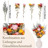 Džiovintų gėlių puokštė Ramunėlės ir Šlamučiai įvairiaspalvė 30 cm — svetainės dekoras, boho interjero detalės, gėlių kompozicija, dovana jai, biuro gėlės