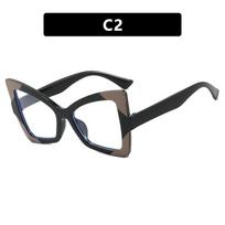 Anti Blue Light Glasses Butterfly Large Frame Color Blocked Flat Mirror Fashionable Elegant Versatile Eyewear Sunglasses