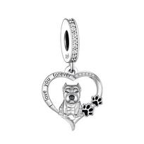 Huoonew Compatible With Authentic Pandora Charm Bracelets copper I Love You Forever Yorkshire Dog Bead Ideal For Making Do It Yourself Memorial Berloq