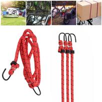 4 vnt. guminių bungee virvių 140 cm, didelio elastingumo bungee dirželiai, tvirti su kabliukais, elastinis laidas, kelionėms ir daiktų pakavimui raudona