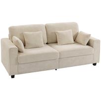 Sofa 3 vietų 211,5x85x90 cm smėlio spalvos aksominis apmušalas