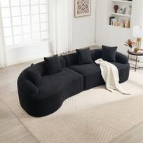 Chenille modulinė sofa, 4 vietų, juoda, 1 vnt