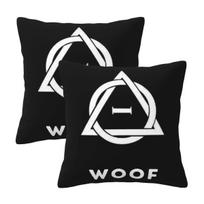 Woof! Therian Therianthropy Symbol 2 Pcs Square Pillowcase Pillow Cover Cushion Decor Comfort Throw Pillow For Home Bedroom Peach skin 18*18(CM)-2Pcs