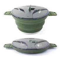 Collapsible Food Grade Silicone Cookware Premium Cooking Pot žalia