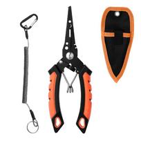 Selco Fishing Pliers Non Slip Handle Multi Tool Hook Remover with Line Cutter Split Ring Opener oranžinė