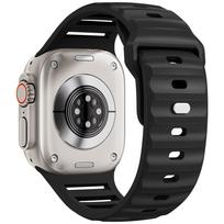 Sportinė silikoninė apyrankė Apple laikrodžiui Ultra 2 Strap 49mm 45mm 44mm 42mm correa smartwatch apyrankė iwatch Series 9 8 7 6 5 SE For 42mm 44mm 45mm juoda