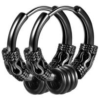 Totem Nerūdijančio Plieno Auskarai Vyriški Valdingos Asmenybės Drakono Rašto Vėjo Tendencijos Ausų Sagtys Ring ear buckle 12MM juoda