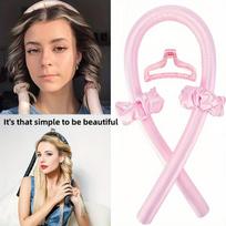 Rubber Hair Curler Set, No-Heat Sleep Wave Hair Styler, Large Waves Hair Accessories, including hair band and hairpin M rožinė
