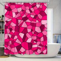 Bright Pink Geometric Shower Curtain 3D Mosaic Waterproof Bath Decoration 90x180cm