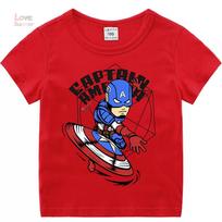 vasarinis vaikiškas marškinėlis su spausdintu Kapitono Amerikos raštu, berniukų trumpomis rankovėmis, sportinis laisvalaikio, unisex T-shirt 100