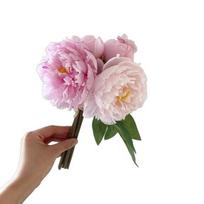 Artificial Peonies Flower Fake Silk Peony Bouquet with 3 Heads Full Blooms And 4 Buds Faux Floral Arrangements for Wedding Table Centerpiece Home