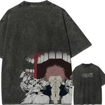 Sukuna Domain Expansion Tshirt Jujutsu Kaisen Tee Vintage Washed Oversized Retro Anime Harajuku Streetwear Graphic Manga Clothe M