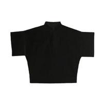 Yousheng Fall Spring Men Shirt Stand Collar Half Button-down Half Bat Sleeves Solid Color Loose Japanese Style Pullover Mid Length Top 3XL juoda