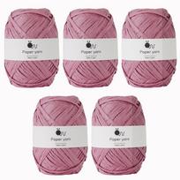 Raw Wool Paper Extra 30g Made in Set of 5 Berry Pink Yarn, Thick, (approx. 77m), 100% Paper, Japan, Balls, 1005.