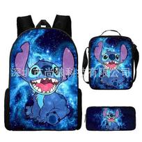 Anime Animacinis personažas Stitch Trijų dalių Mokyklinė kuprinė Studento Kuprinė Kuprinė