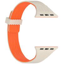 magnetic Strap For Apple Watch Ultra 3 2 Bands 49mm 46mm 44mm 45mm 40mm 41mm 42mm Silicone Bracelet IWatch Series 11 10 9876 SE3 40/41/42mm smėlis/oranžinė
