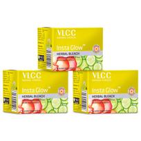 VLCC Insta Glow Herbal Bleach 27g X 3 Pack | Fades Facial Hair & Lightens Skin Tone Naturally