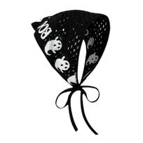 Prancūziško stiliaus bohemiška galvos juosta Nertas gėlių raišteliais trikampė skara Helovino stiliaus megzta bandana plaukų aksesuaras juoda