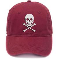 Lyprerazy Skull Crossbones Pirate Jolly Roger Washed Cotton Adjustable Flock Printing Baseball Cap