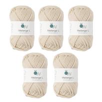 Raw Wool Super 30g Acrylic Yarn, 5-Ball Set, Melange, Bulky, (45m), 60% Wool, 40% (1. Beige)