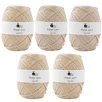 Raw Wool Paper Extra 30g Made in Set of 5 Ecru Beige Yarn, Thick, (approx. 77m), 100% Paper, Japan, Balls, 1.