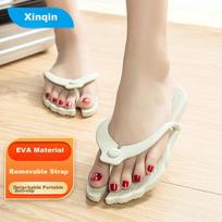 Xinqin Portable Foldable Soft-Soled Non-Slip Flip-Flops for Travel And Beach, Light Gray