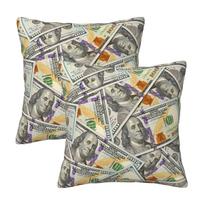 Giant Money Background 100 Dollar Bills 2 Pcs Square Pillowcase Pillow Cover Cushion Throw Pillow For Home Car Peach skin 18*18(CM)-2Pcs