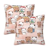 Bubu Dudu Panda Bears Cartoon 2 Pcs Square Pillowcase Pillow Cover Cushion Decor Comfort Throw Pillow For Home Car Peach skin 18*18(CM)-2Pcs