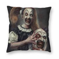 Terrifier 2 The Little Pale Girl Square Pillowcase Polyester Linen Velvet Printed Zip Decor Home Cushion Cover Peach skin 18*18(CM)-1Pcs