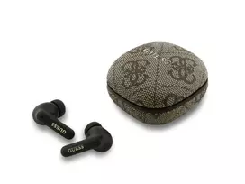 Guess PU 4G Metal Logo ENC TWS belaidės ausinės rudos spalvos