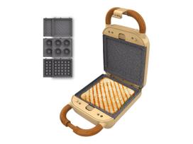 Cecotec Sandwich Maker | Rock’nToast Retro One Yellow Retro-style | 700 W | Number of plates 3 | Yellow