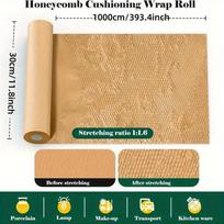 1Roll Honeycomb Wrapping Paper Roll - 393.4 Inch Foam Buffer Pack for Shipping, Gift Boxes and Fragile Items 10m