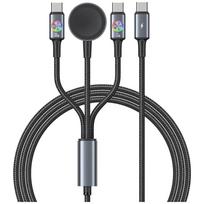Kabelis USAMS Huan Series 3-in-1 su belaidžiu įkrovimu 72W skirta USB-C tarnish