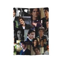 The Vampire Diaries Blanket Flannel Spring/Autumn Salvatore Damon Portable Soft Throw Blankets for Home Bedroom Rug Piece 30x40in
