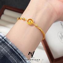 Palace Style 9999 24K Real Gold Braided Bird's Nest Transportation Bead Bracelet for Women 18k Gold Fashion High-end auksas