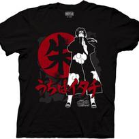 Ripple Junction Naruto Shippuden Men's Short Sleeve T-Shirt Itachi Uchiha Akatsuki Ring Kanji Anime Officially Licensed S juoda