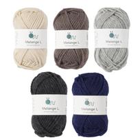 Raw Wool Super 30g Set of 5 Yarn, Melange, Bulky, (45m), 60% Wool, 40% Acrylic, Balls, 6. Assorted.