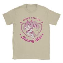 Shining Star Haru Urara never give up T Shirts Men's  100% Cotton T-Shirt Crew Neck  Tee Shirt Short Sleeve Clothes Plus Size S smėlis