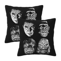 Universal Studios, Monsters,Dracula, Wolfman, Frankenstein 2 Pcs Square Pillowcase Pillow Cover Cushion Throw Pillow For Home Peach skin 18*18(CM)-2Pcs