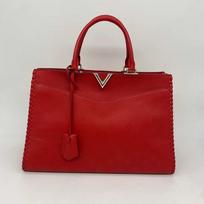 [Pre-Owned] Red Leather Woven Monogram Shoulder Bag - Excellent #X185AN ONE SIZE
