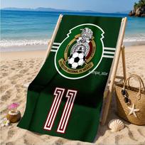 Mexico Football Team Emblem Printed Microfiber Beach Towel, Soft And Absorbent, Quick-Dry, Ideal for Summer Travel, Beach Essential, Swimming Pool 70cmx140cm(27x55inch)