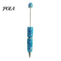 Exquisite Diamond Stationery Pen Beadable Pens, Bling Rhinestone Beaded DIY Bead Pen, Crystal Shaft Gel Black Ink Ballpoint Pens for Decorations