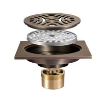 Modern Anti-Odor Brass Square Shower Drain Strainer Polished Surface Push Pop-up Connection for Hotels Luxury Bathrooms (Antique Brass,Brass) antikvarinės žalvario spalvos