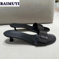 Moterų šlepetės Suknelės Žemi kulniukai Batai Madingi Vasariniai Sandalai 2025 Tendencija Atviras pirštas Šlepetės Lauko Atsitiktinės Šlepetės Zapatos Mujer 35 juoda