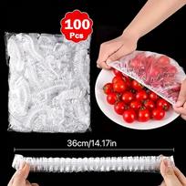 100 vnt. Vienkartiniai maisto dangteliai Saran plėvelė Dubens dangtelis Maistui skirtas Šviežumą išlaikantis plastikinis maišelis Virtuvės laikymo priedai 100pcs