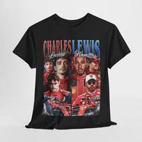 Charles Leclerc & Lewis Hamilton Ferrari F1 Team Vintage Collage Graphic T-Shirt, Unisex Oversized Streetwear, Formula 1 Fan Gift 4XL black