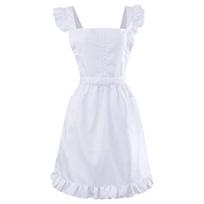 Raffled Tarnaitės Padavėjos Prijuostės Reguliuojama Tarnaitės Prijuostė Retro Kryžiumi ant Nugaros Prijuostės Suknelė Tarnaitės Kostiumas Helovino Šventei 1 white